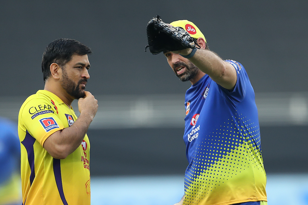 MS Dhoni during a conversation with Stephen Fleming