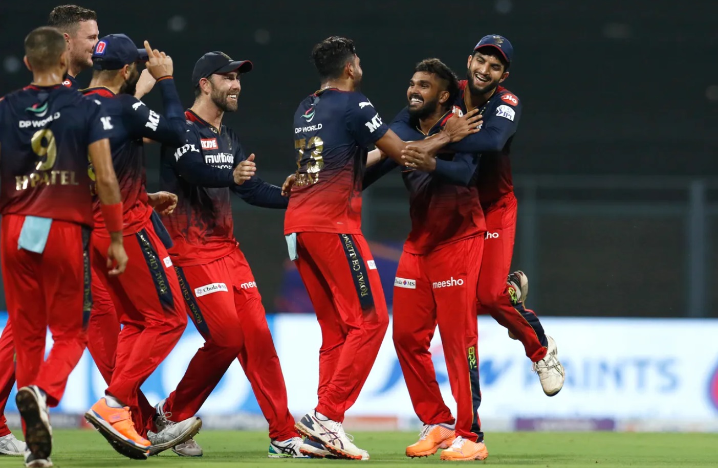 RCB celebrating David Warner's wicket in IPL 2022