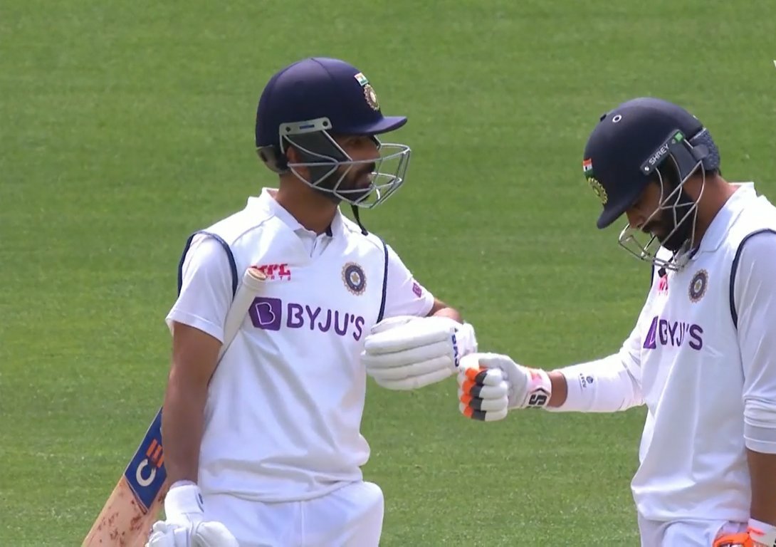 Rahane's fine innings came to an end by a run-out