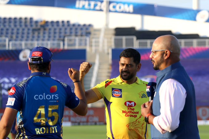MS Dhoni and Rohit Sharma at toss 
