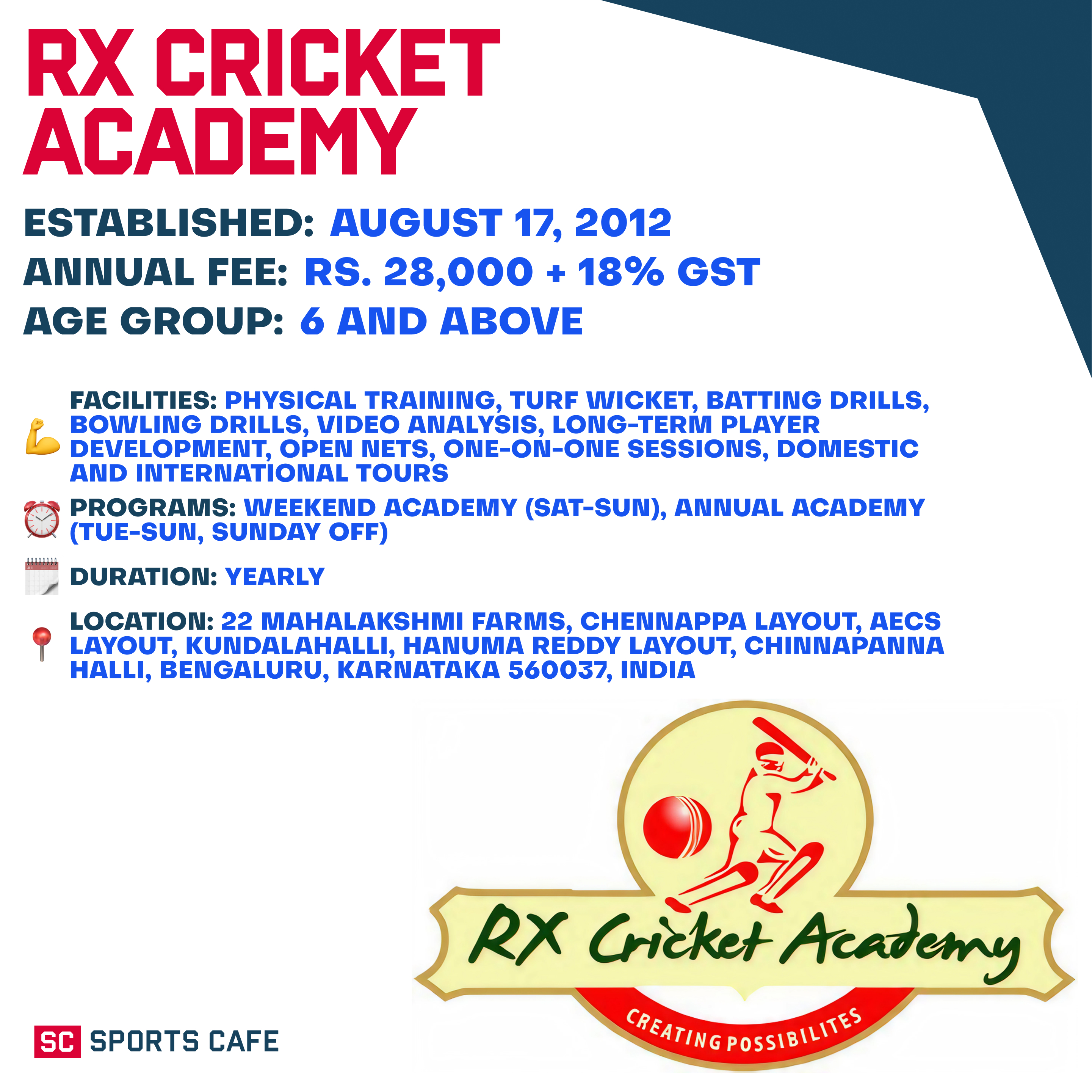RX Cricket Academy Best Cricket Academy in Bangalore.