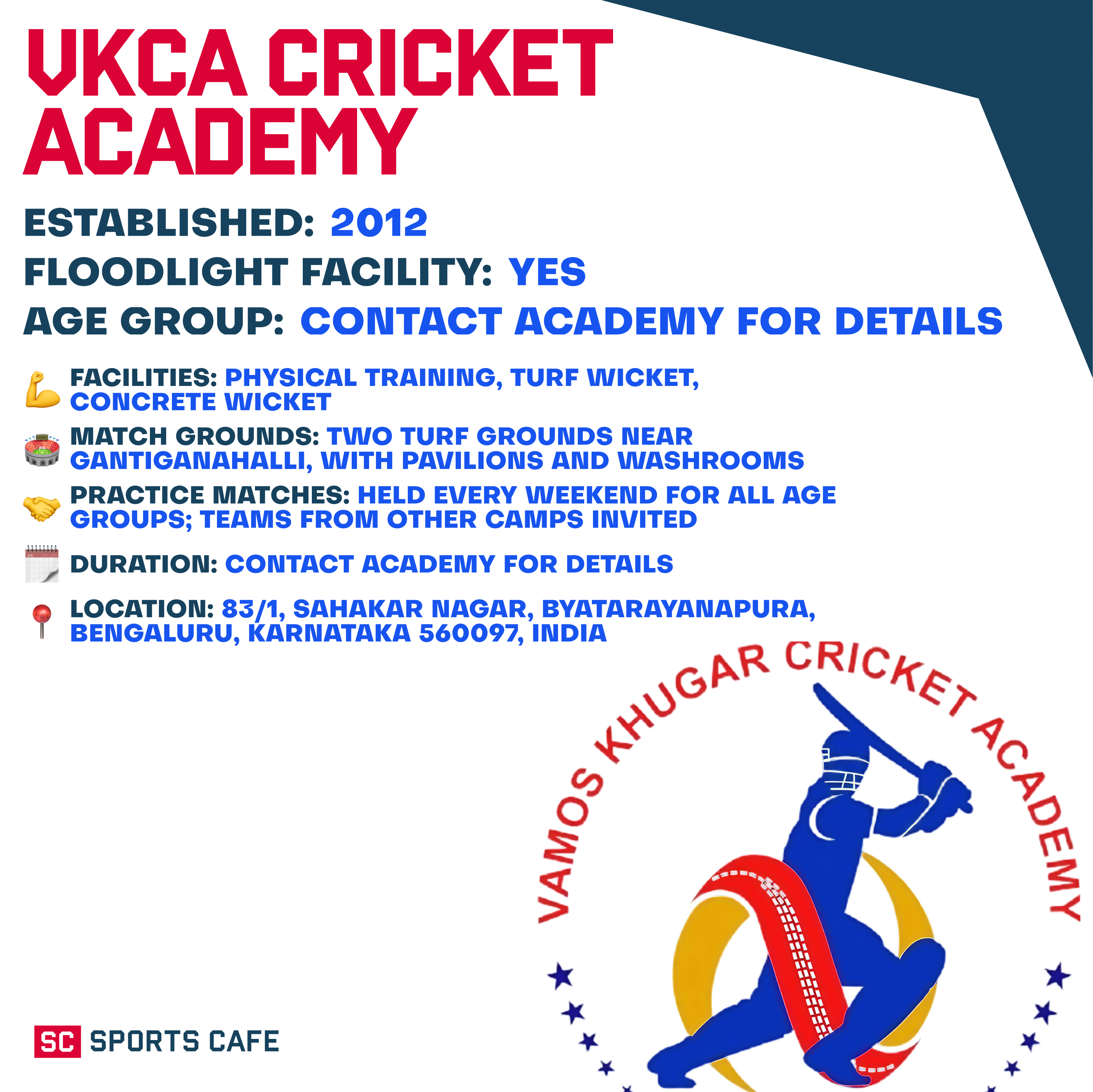 VKCA Cricket Academy Best Cricket Academy in Bangalore.