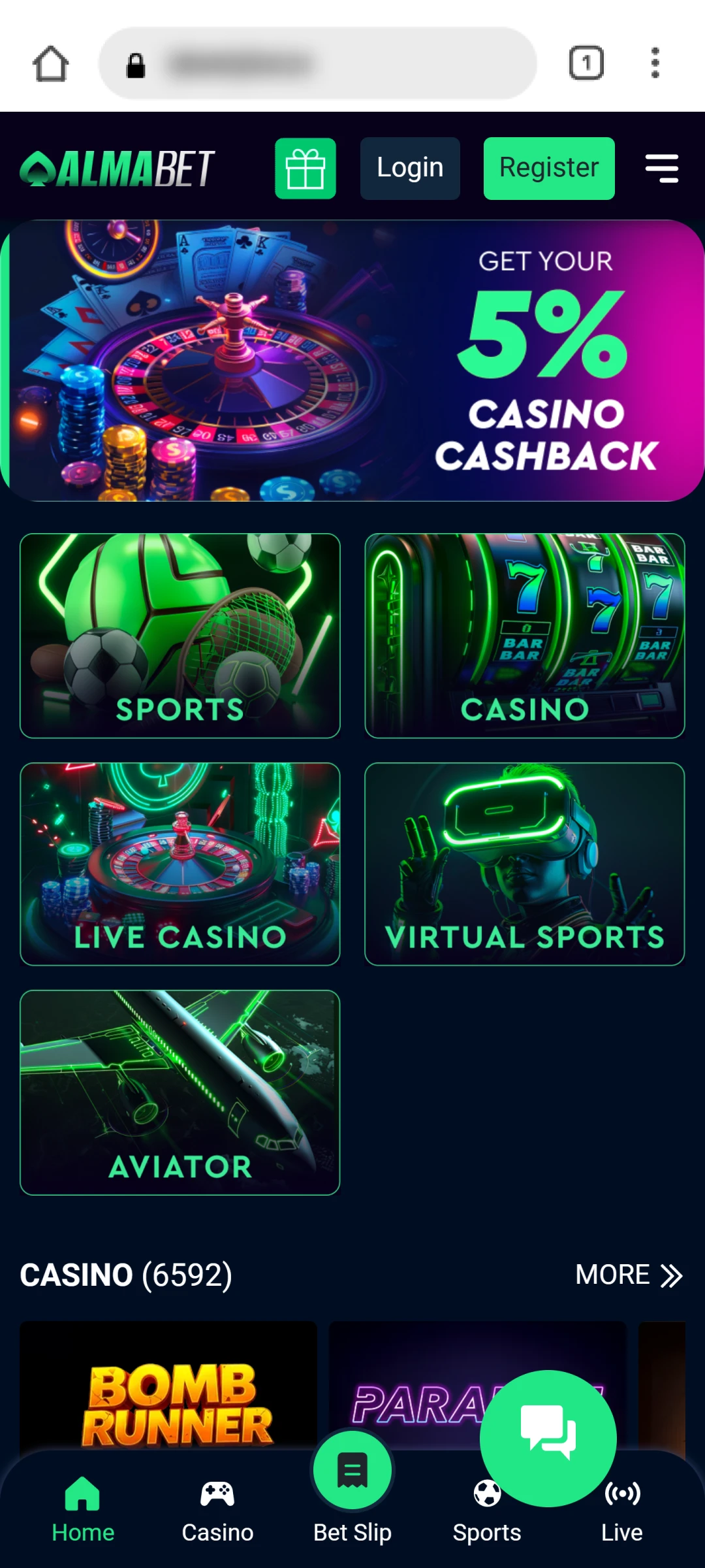 Almabet Mobile Website.