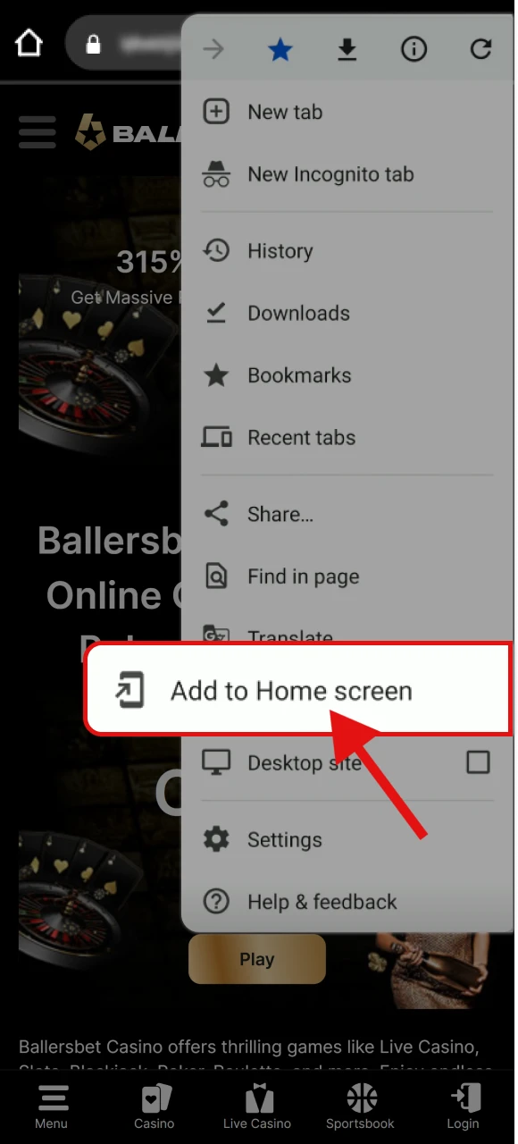 Tap “Add to Home Screen”.