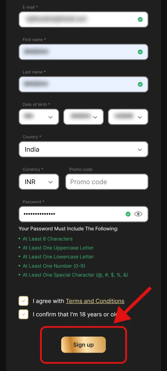 Press Sign up button.