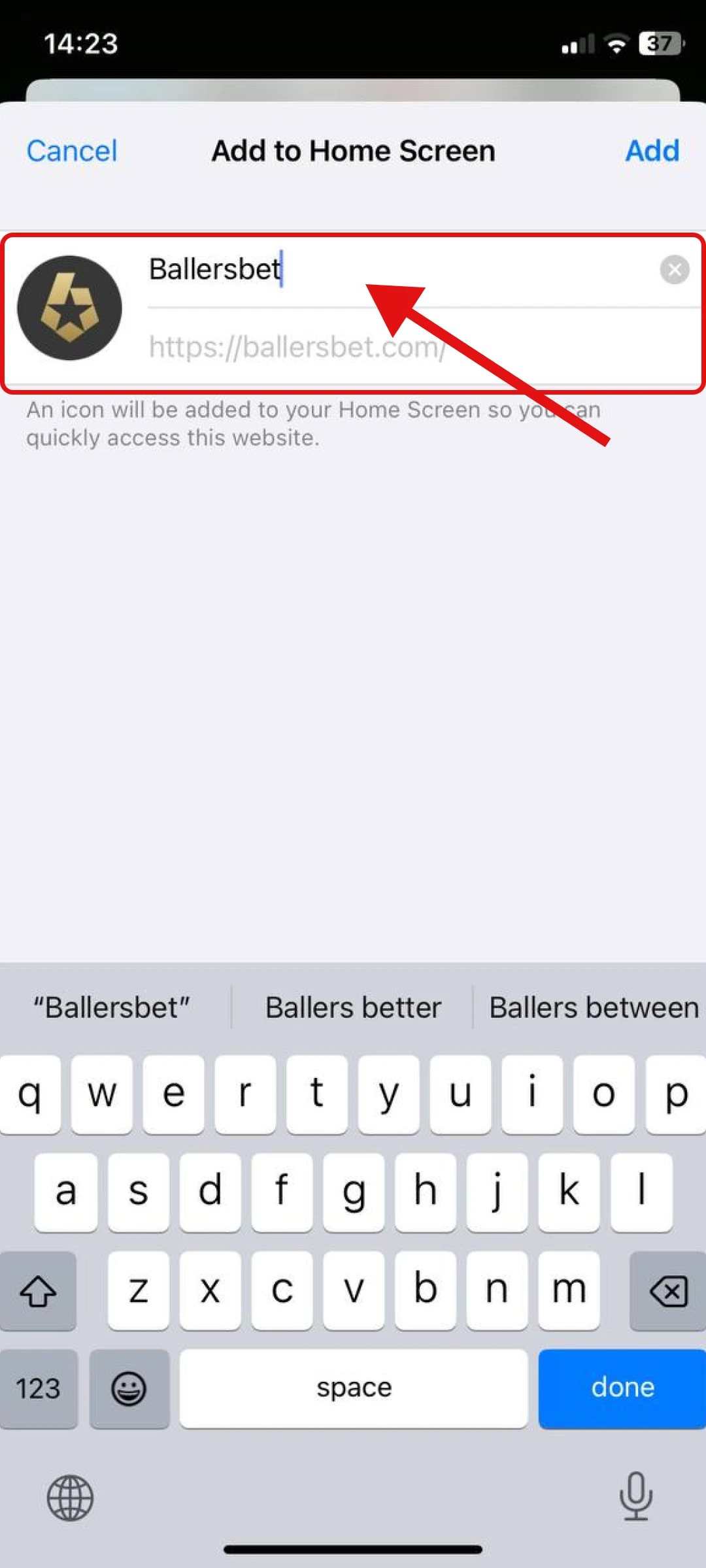 Choose a name for the app or leave it as is, then tap “Add”.
