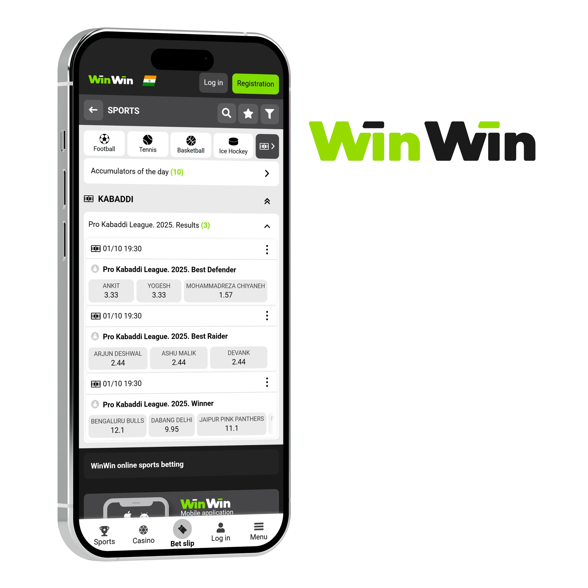 WinWin Mobile app for kaaddi betting.