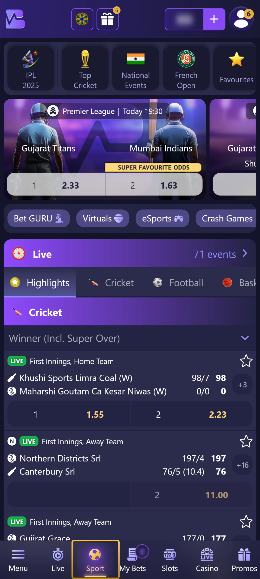 BetVIbe Betting Section.