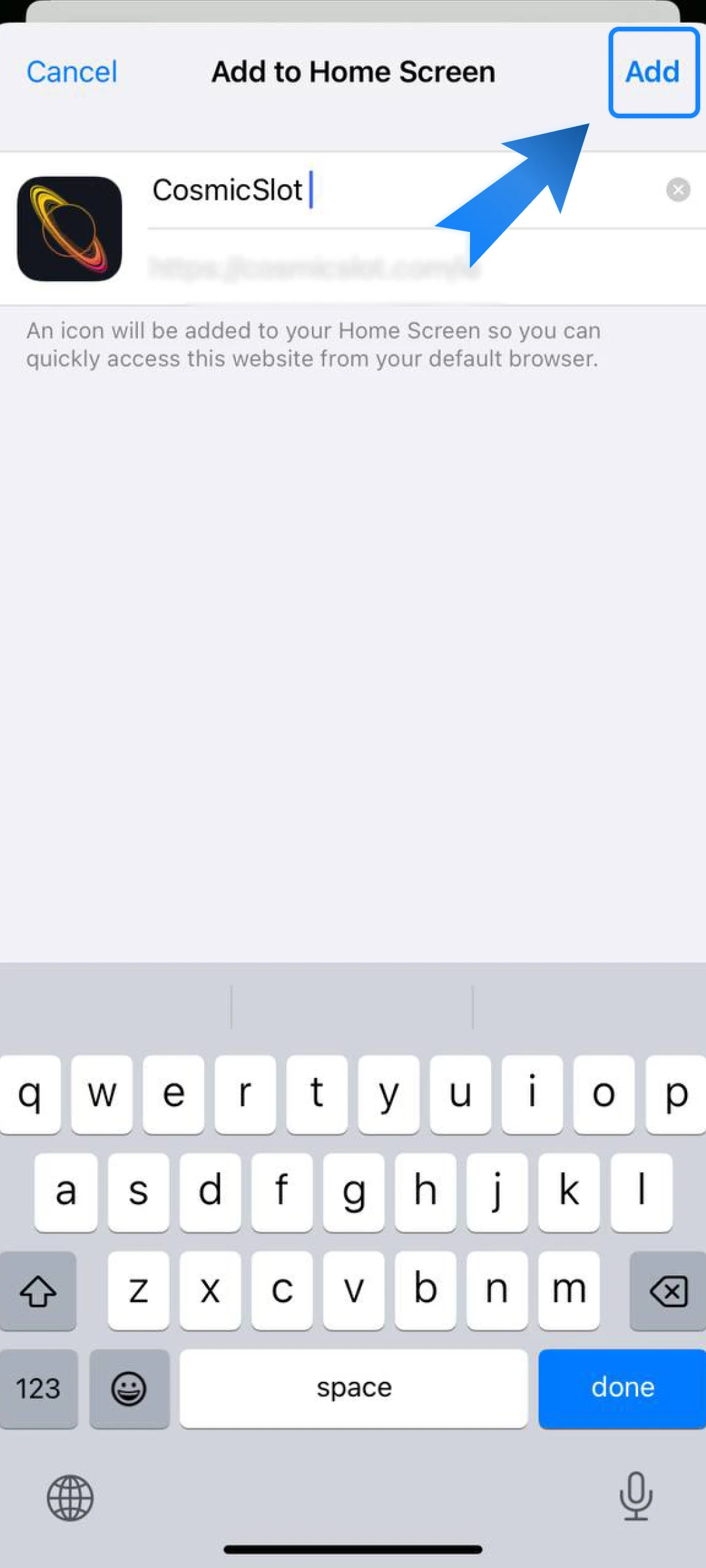 Tap Add in the top right corner.