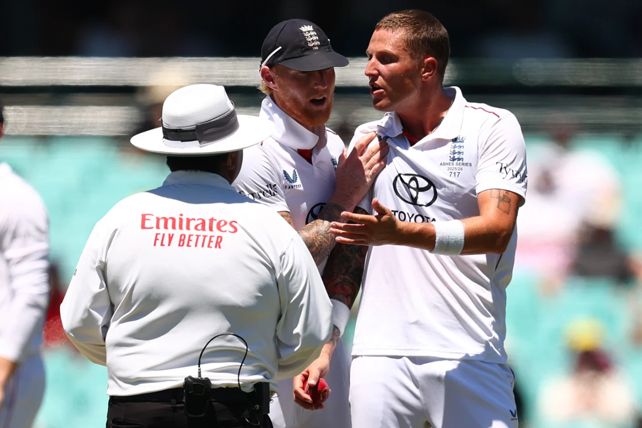 Ben Stokes had to restrain Brydon Carse after a DRS decision went against them on Day 5 of the final Ashes Test at the SCG