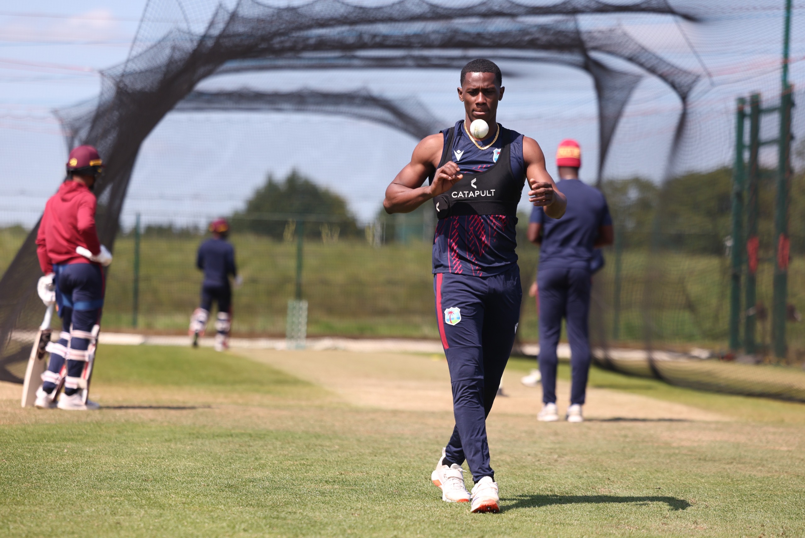 Shamar Joseph during practice ahead of the Ireland vs West Indies ODI series in Dublin