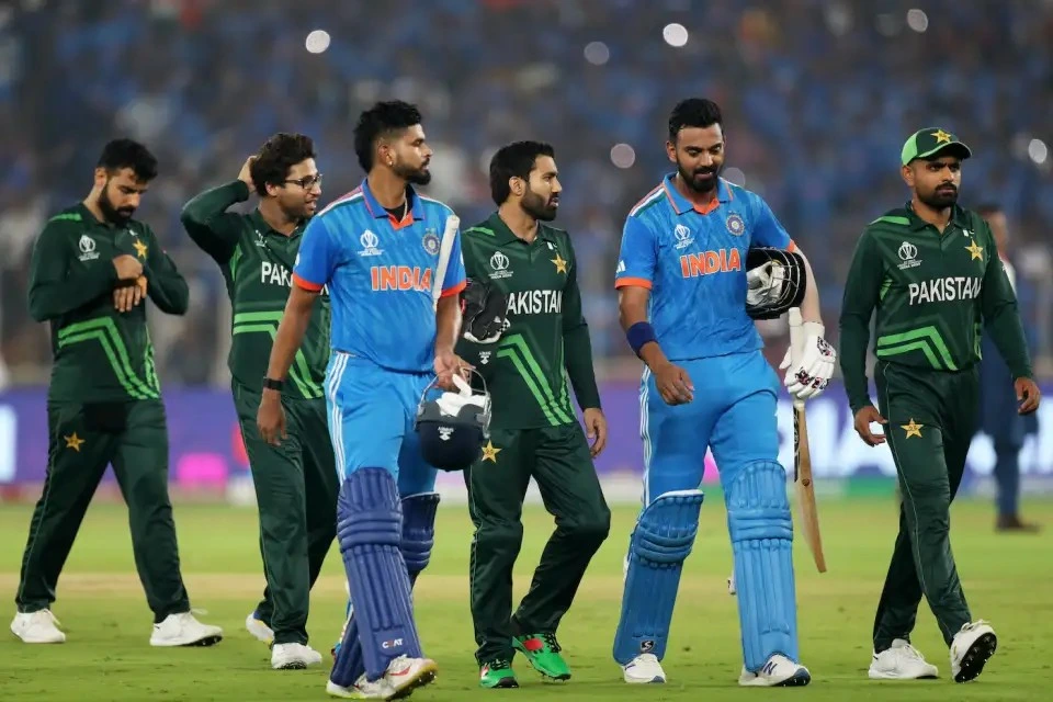 The Pakistan cricket team at the World Cup 2023 in India.