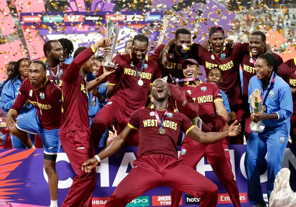 In the final over of the game, the West Indies required 19 runs to win.