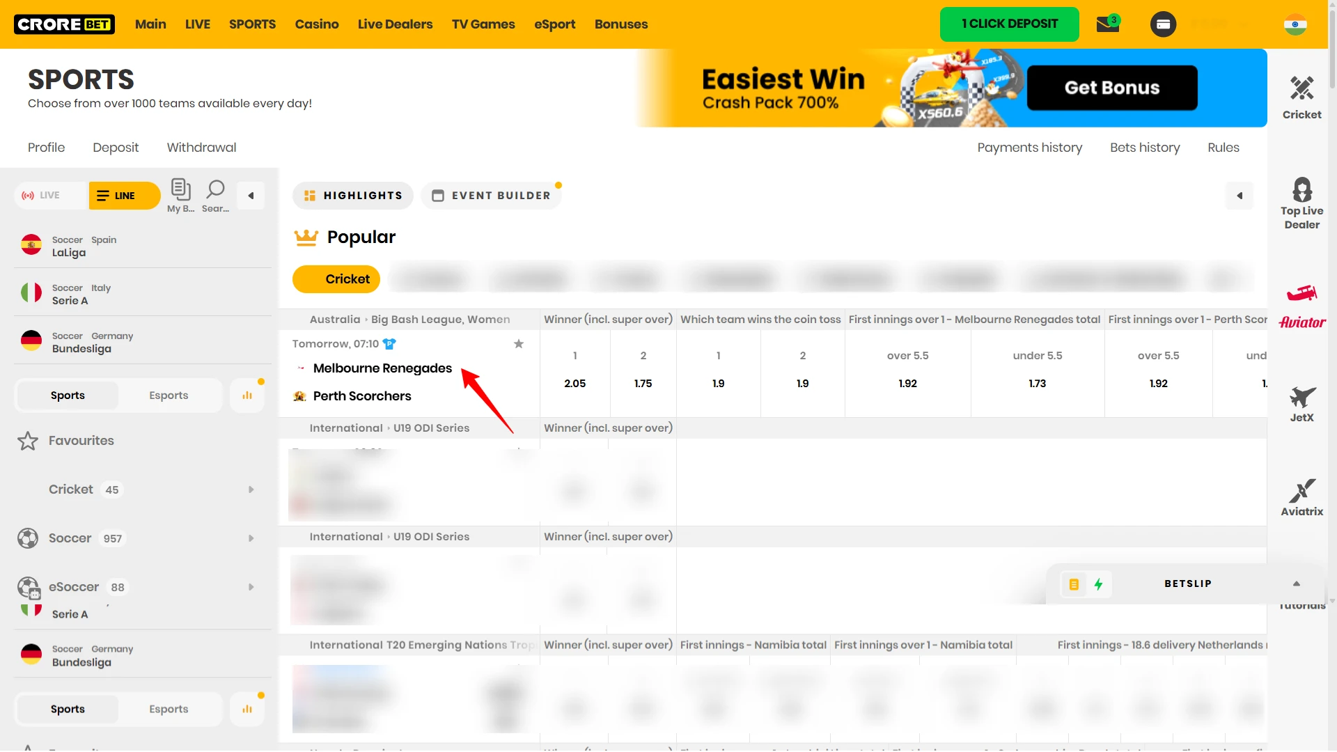 Select the match and the coefficient.