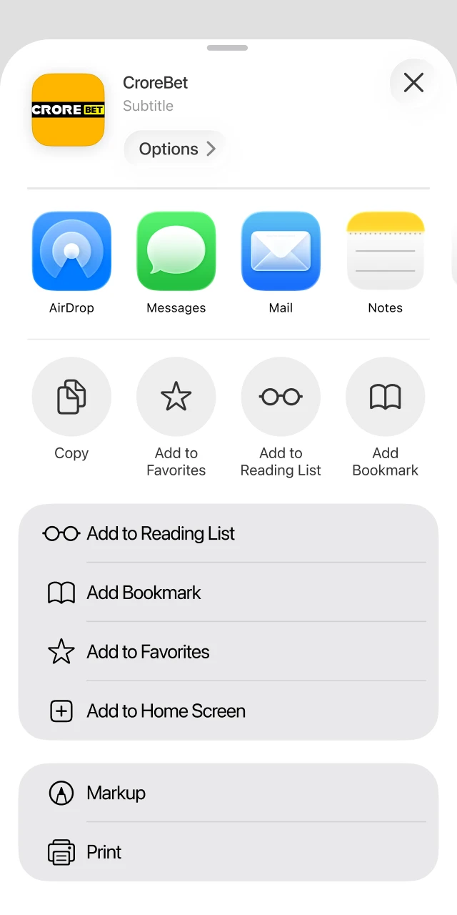 Scroll and select the Add to Home Screen.