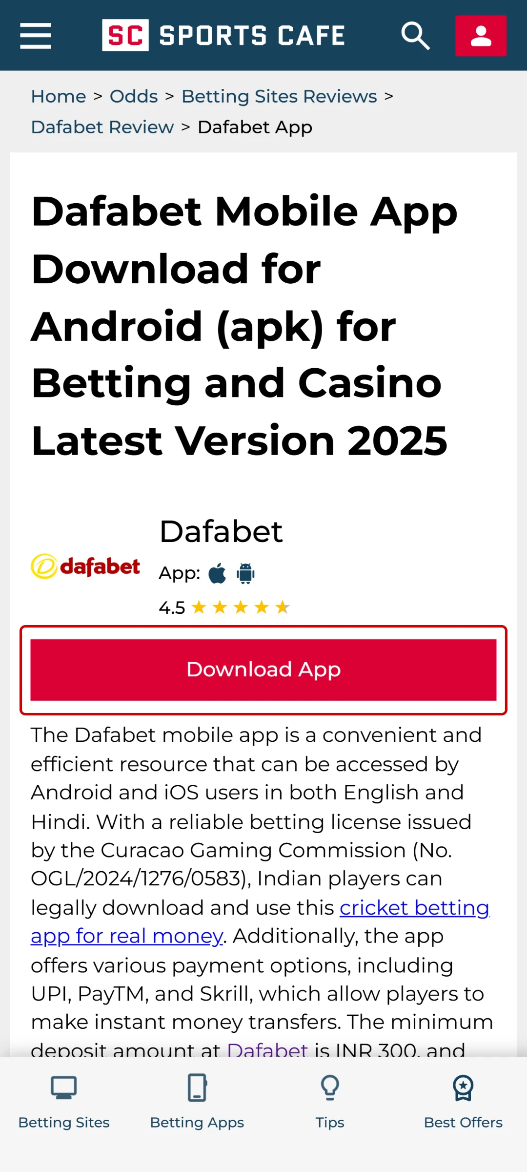 Go to official Dafabet website.