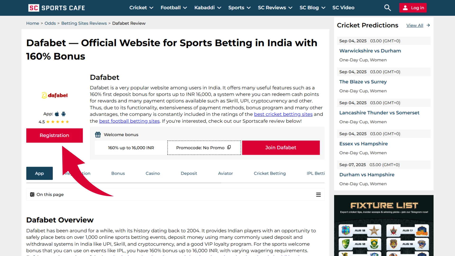 Go to official Dafabet website.