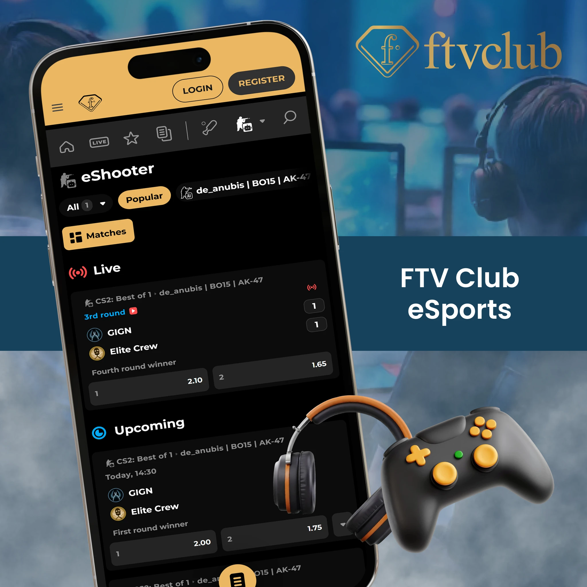 FTVClub also features eSports with popular games and many ways to bet.