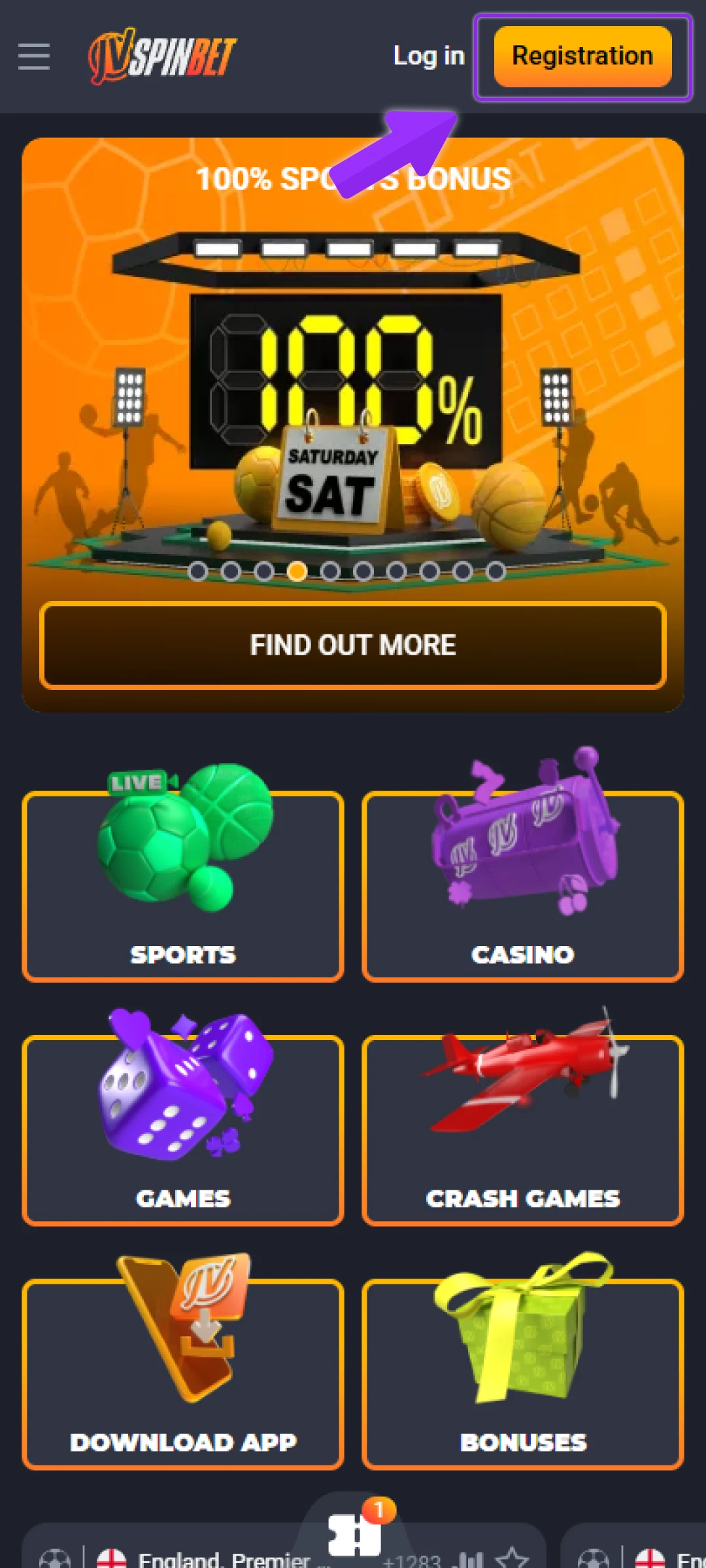 Visit the official JVSpin India site and click the “Registration” button.