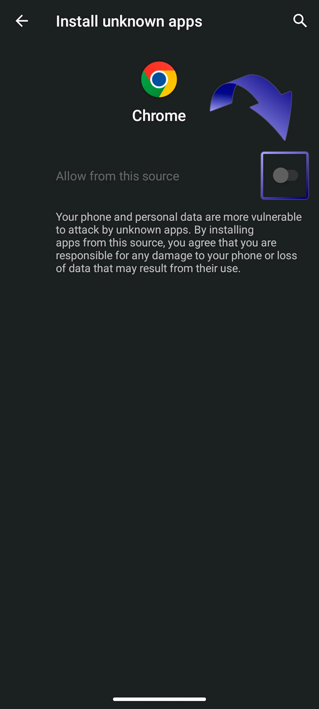 Allow Installation from Unknown Sources.