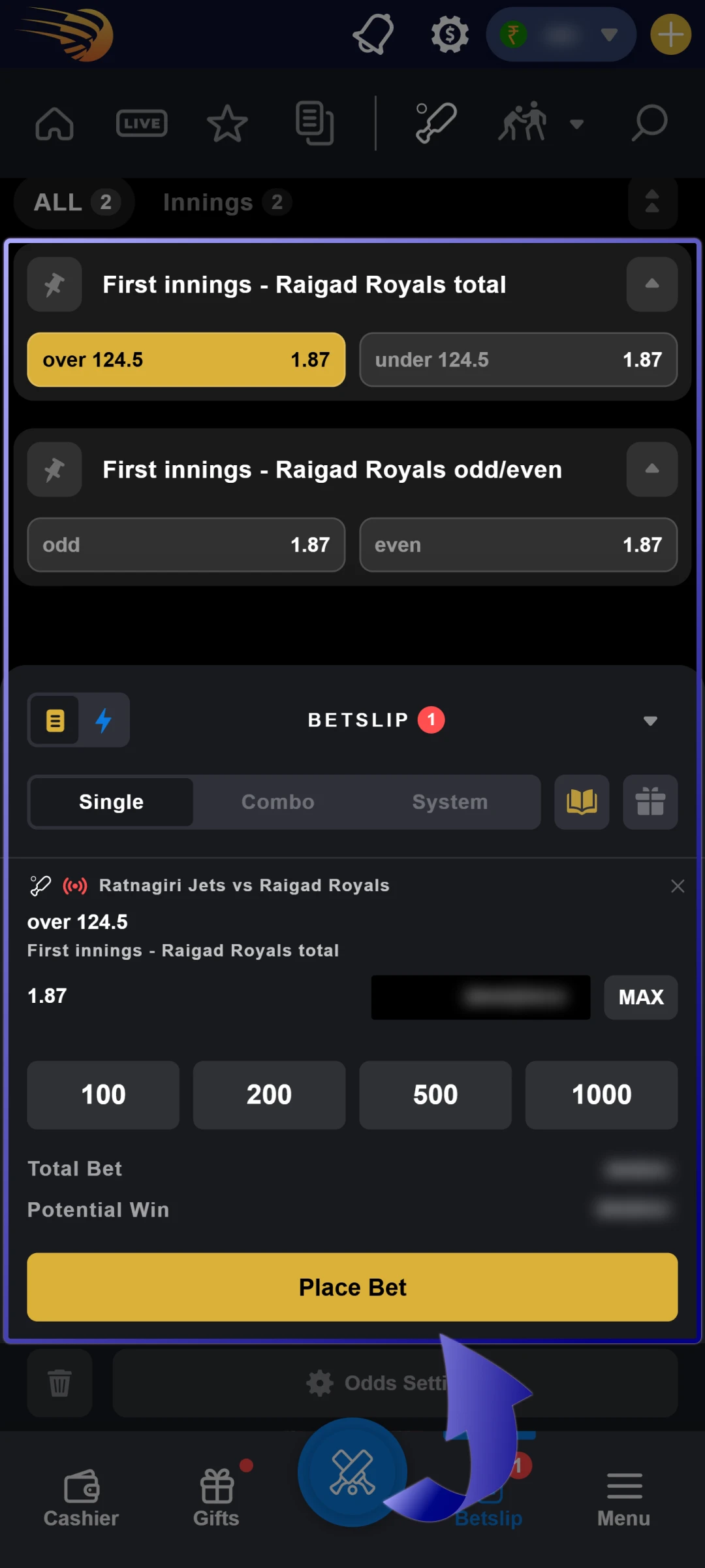 Explore Betting Options and Place Your Bet on Krundi mobile App.
