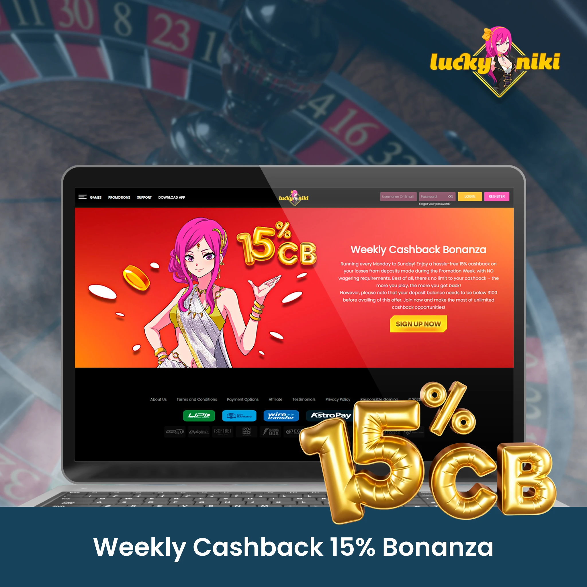 Weekly Cashback 15% Bonanza.