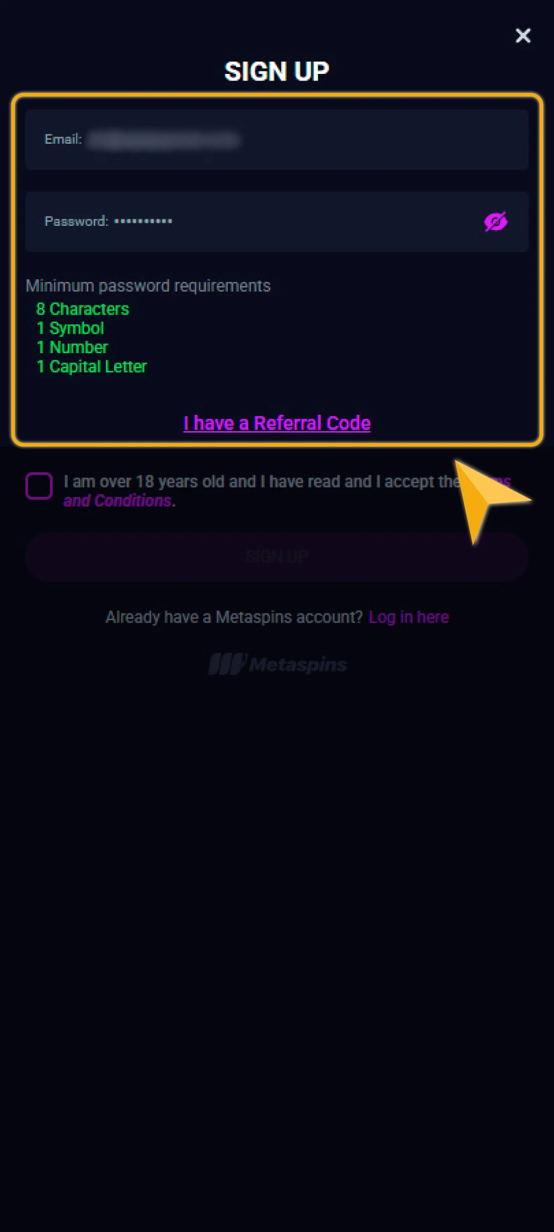 Fill out the create account form.
