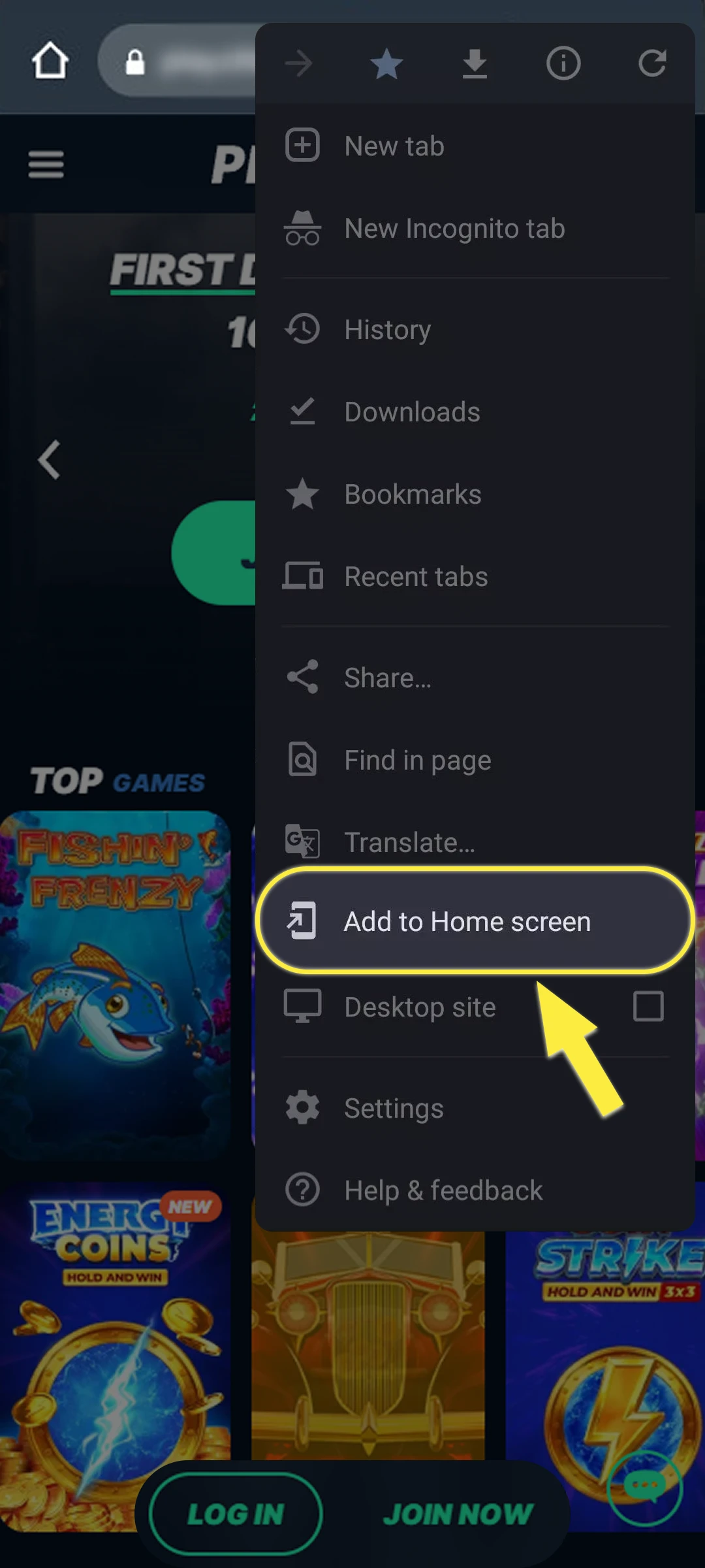 Tap "Add to Home Screen".
