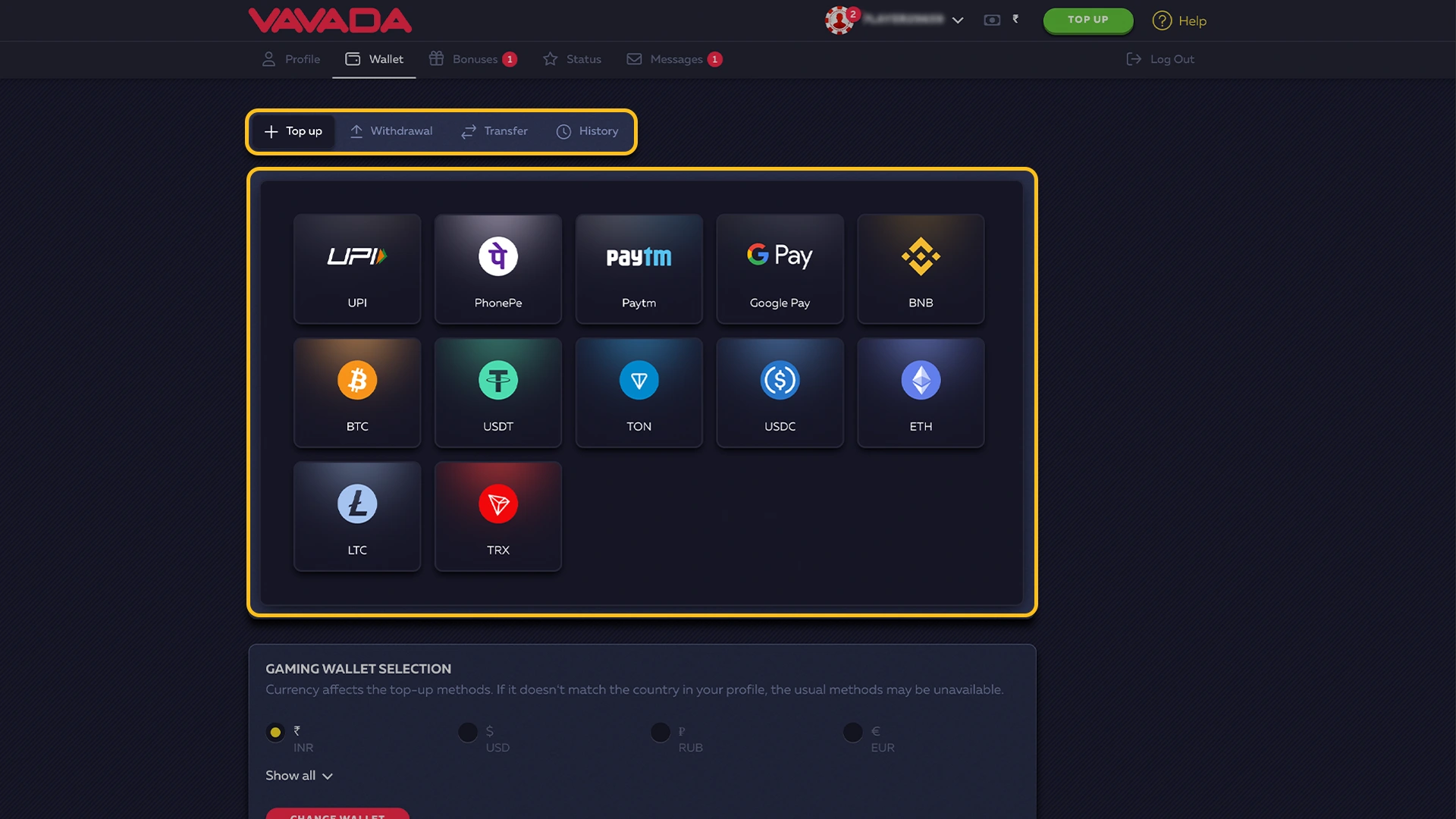 Make your first deposit to receive the bonus from Vavada.