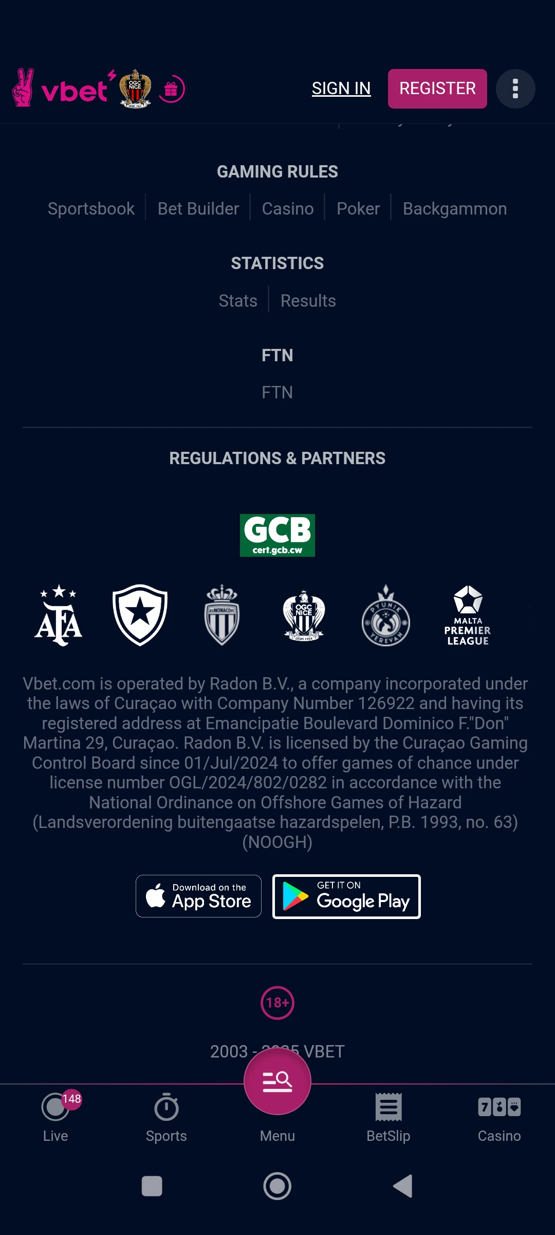 Section where you can download apk file for android.