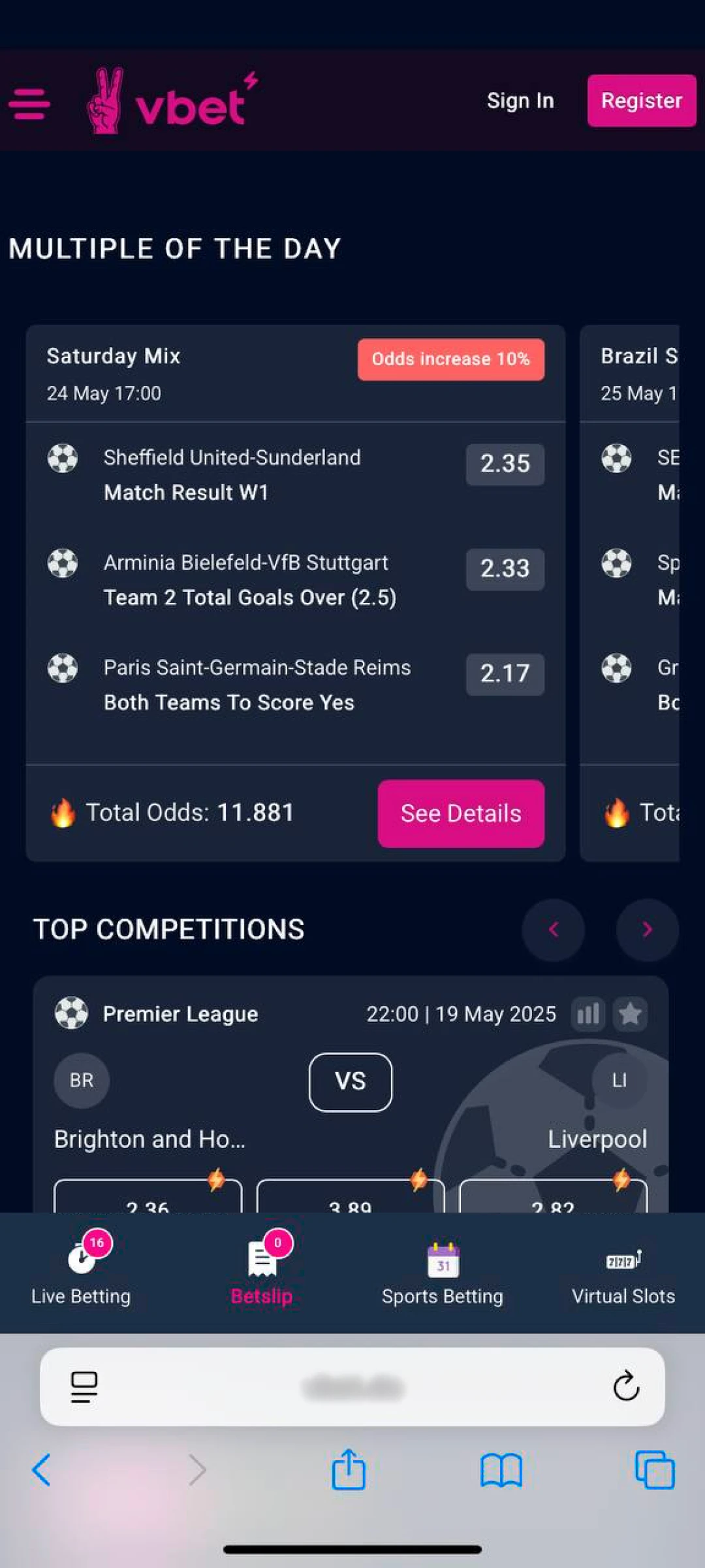 Official Vbet website.