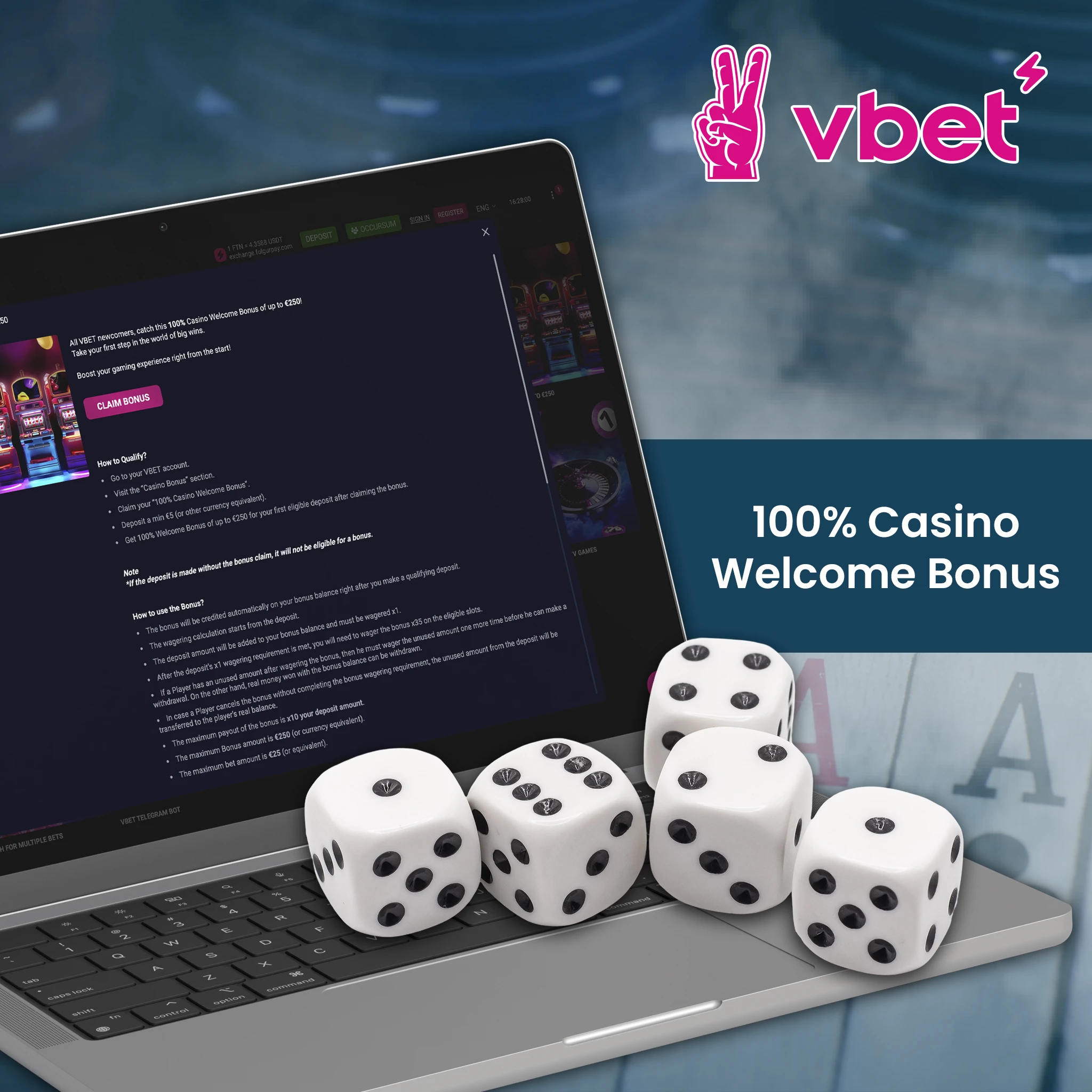 100% Casino Welcome Bonus .